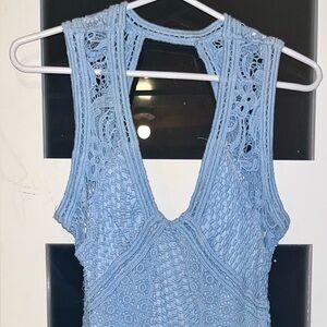 Light Blue Lace Sleeveless Dress